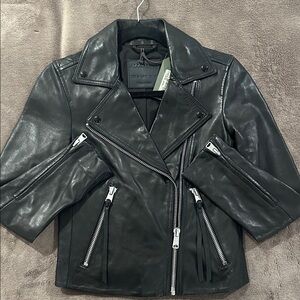 All Saints Black Leather Moto Jacket